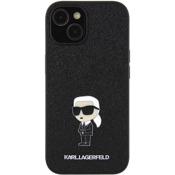 Apple iPhone 15 6.1'' Karl Lagerfeld Fixed Glitter Ikonik Logo Metal Case Cover, Black | Telefona Maciņš Vāks... (1)