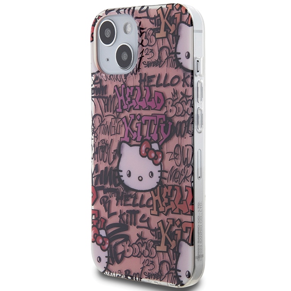 Apple iPhone 15 6.1'' Hello Kitty IML Tags Graffiti Cover Case, Pink | Telefona Maciņš Vāciņš Apvalks Bampers (0)