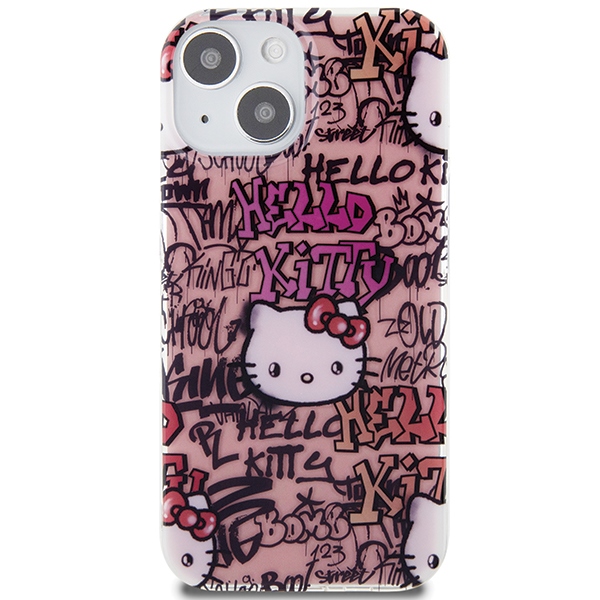 Apple iPhone 15 6.1'' Hello Kitty IML Tags Graffiti Cover Case, Pink | Telefona Maciņš Vāciņš Apvalks Bampers (1)
