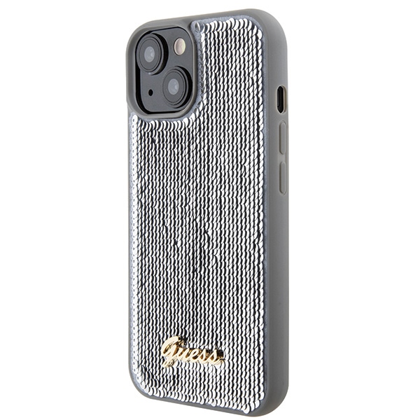 Guess Sequin Script metāla vāciņš iPhone 15 - sudraba krāsā | Metal case for silver (0)