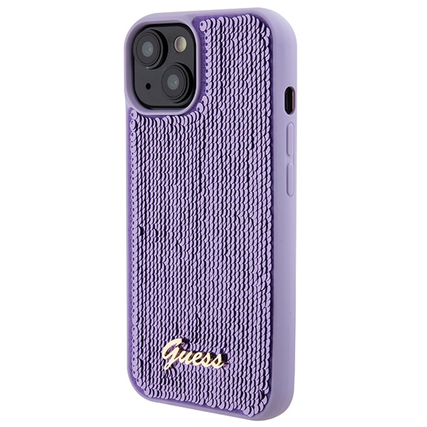 Guess Sequin Script metāla vāciņš iPhone 15 - violets | Metal case for purple (0)