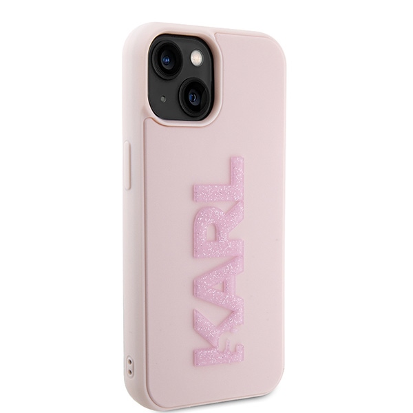 Apple iPhone 15 6.1'' Karl Lagerfeld 3D Rubber Glitter Logo Cover Case, Pink | Telefona Vāciņš Maciņš Apvalks... (2)