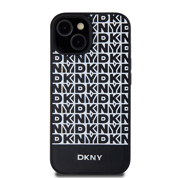 Apple iPhone 15 6.1'' DKNY Leather Printed Pattern Metal Logo MagSafe Case Cover, Black | Telefona Vāciņš Maciņš... (1)