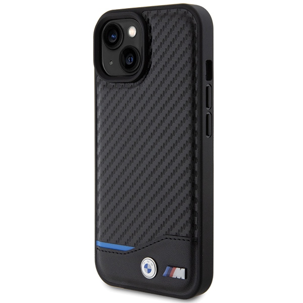 BMW ādas karbonizēts apvalks iPhone 15 - melns | Leather Carbon case for black (0)