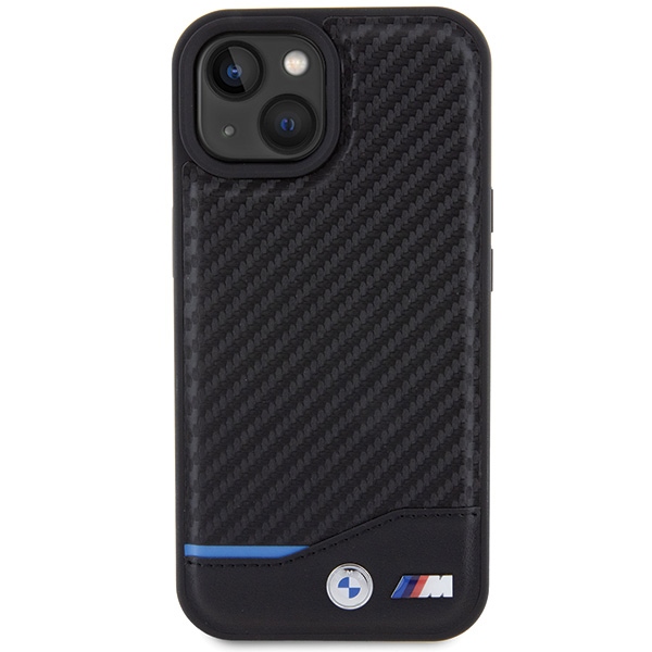 BMW ādas karbonizēts apvalks iPhone 15 - melns | Leather Carbon case for black (1)
