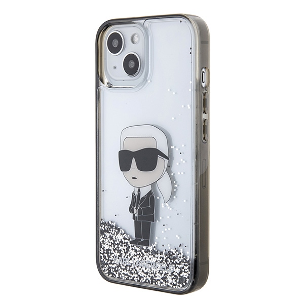Apple iPhone 15 6.1" Karl Lagerfeld Liquid Glitter Ikonik Case Cover (KLHCP15SLKKNSK), Transparent | Telefona Maciņš... (0)