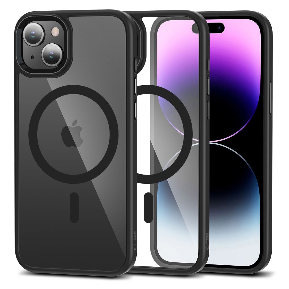 Apple iPhone 15 6.1'' Tech-Protect MagMat MagSafe Case Cover, Transparent and Black | Telefona Vāciņš Maciņš...