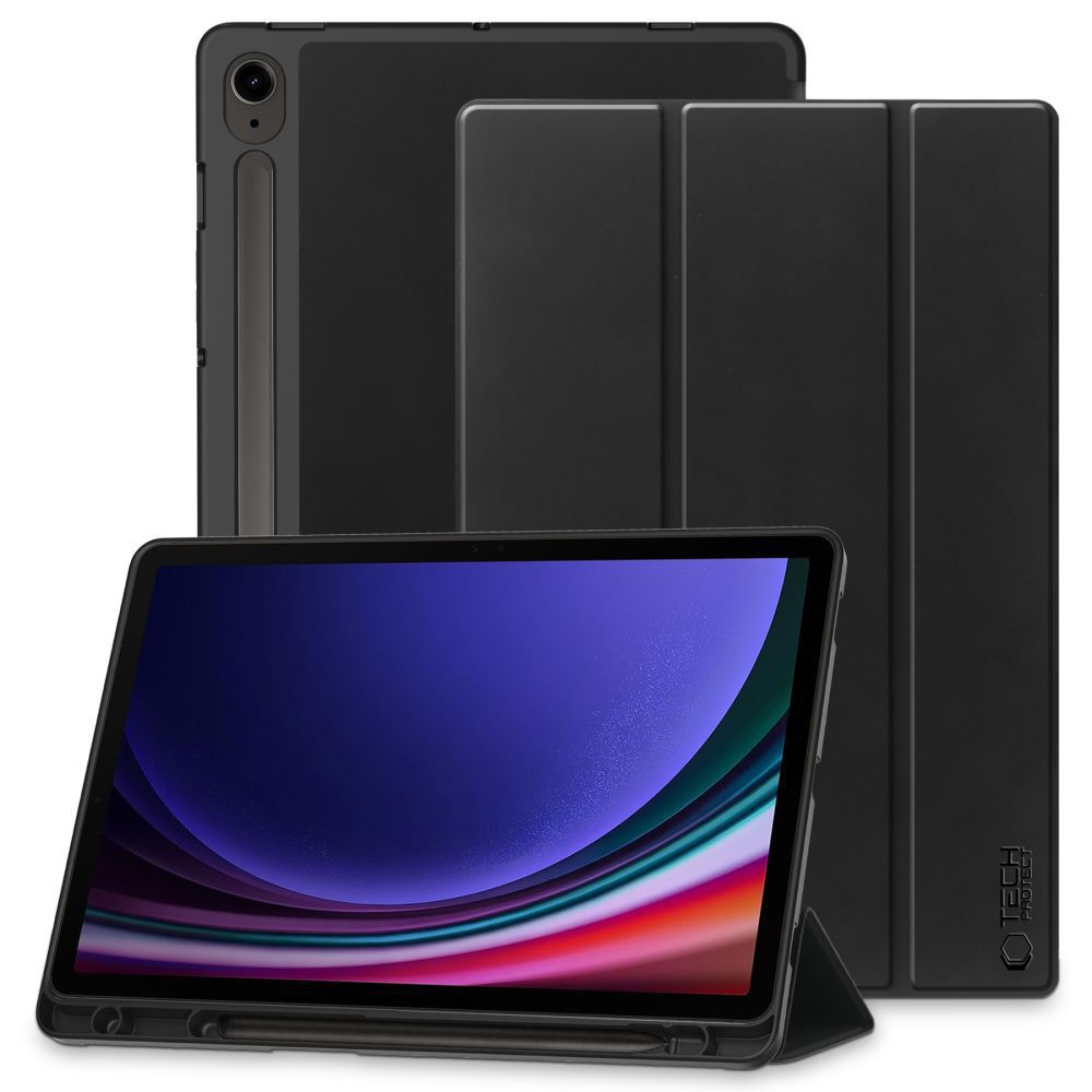 Samsung Galaxy Tab S9 FE 10.9'' (SM-X510 / X516B) Trifold Tech-Protect SC Pen Protective Cover Case, Black | Planšetes Vāciņš Maciņš Apvalks Grāmatiņa