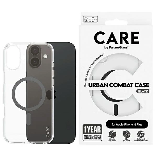 Apple iPhone 16 Plus 6.7'' CARE by PanzerGlass Flagship MagSafe Case Cover, Black | Telefona Vāciņš Maciņš Maks...