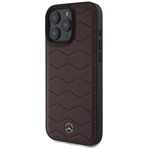 Mercedes MB Waves ādas futrālis iPhone 16 Pro Max - Sarkans | Leather Case for Red (0)