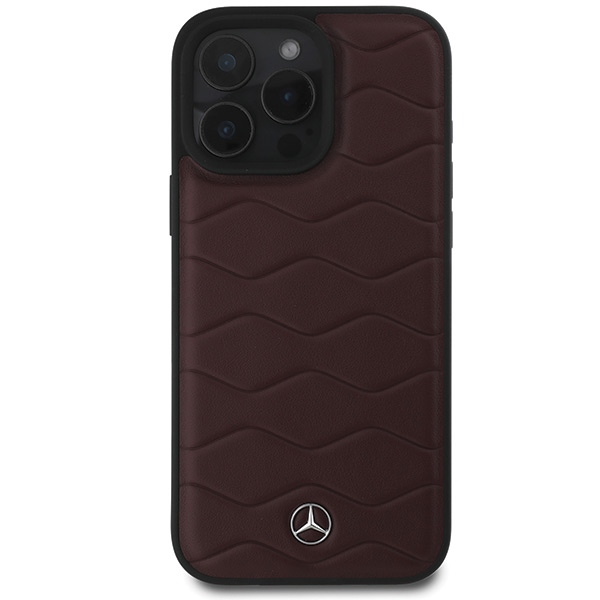 Mercedes MB Waves ādas futrālis iPhone 16 Pro Max - Sarkans | Leather Case for Red (1)