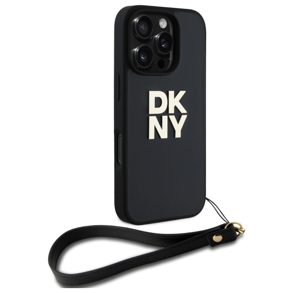 DKNY DKHCP16XPBSWSK iPhone 16 Pro Max 6.9" melns/pelēks cietais futrālis Rokas siksniņa Akciju logotips |... (1)