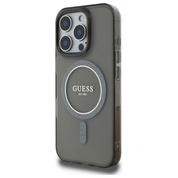 Guess IML Glitter Circle MagSafe vāciņš iPhone 16 Pro Max - melns | Phone Case Cover Black (0)