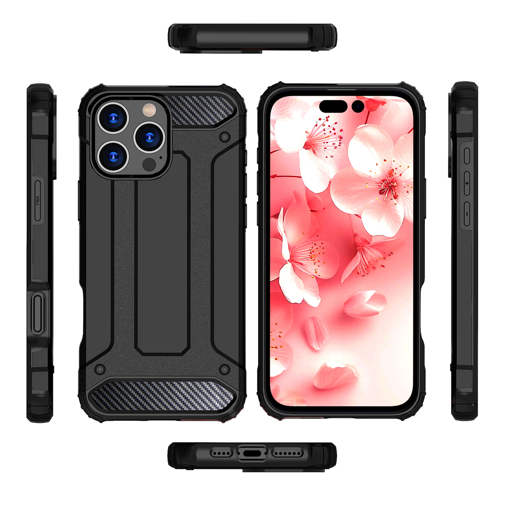 Hybrid Armor iPhone 16 Pro Max vāciņš - melns | Case Black (3)