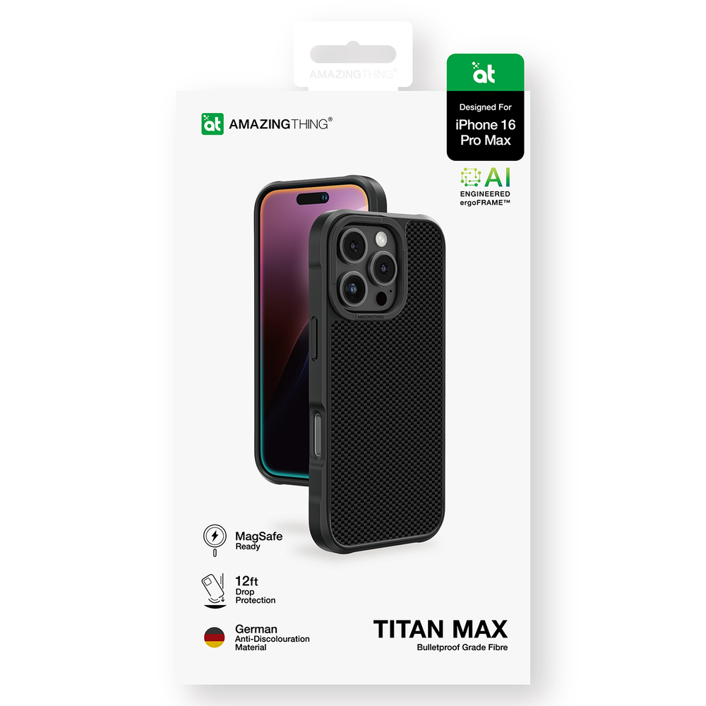 AmazingThing Titan Max vāciņš ar 600D aramīda šķiedrām priekš iPhone 16 Pro - Melns | Case With Aramid Fibers ... (3)