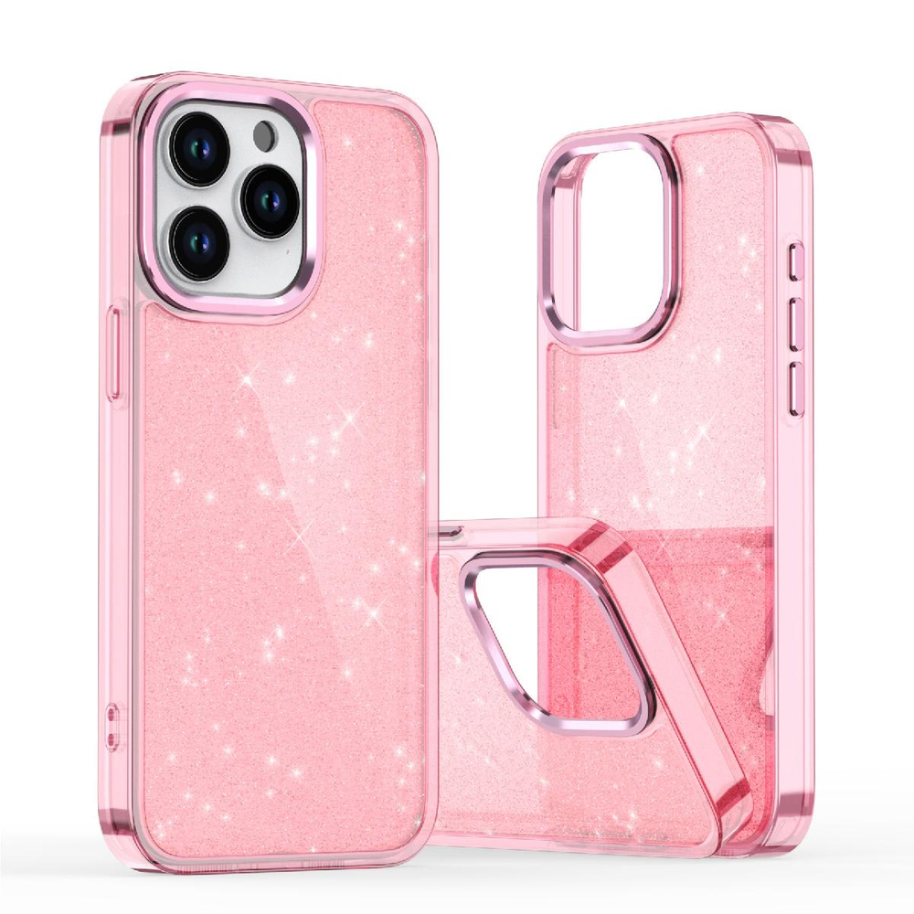 Glitter maciņš iPhone 16 Pro Max - rozā ar spīdumiem | Phone Case Cover Pink With (3)