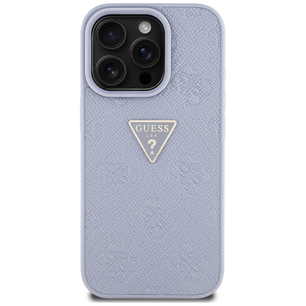 Guess Hot Stamp 4G Pattern Triangle Metal Logo iPhone 16 Pro Max vāciņš - Violets | Case Purple (1)