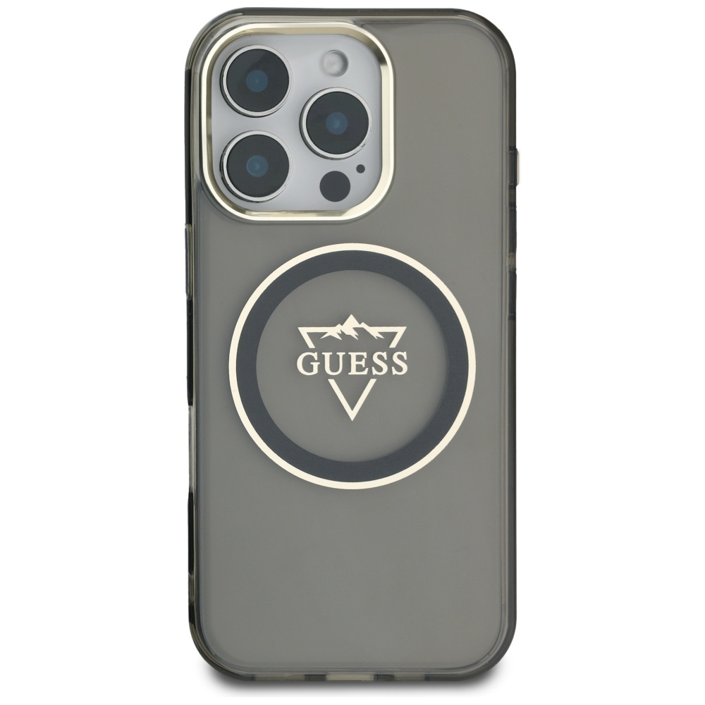 Guess IML Metal Mountain Logo MagSafe iPhone 16 Pro Max vāciņš - Melns | Case Black (1)