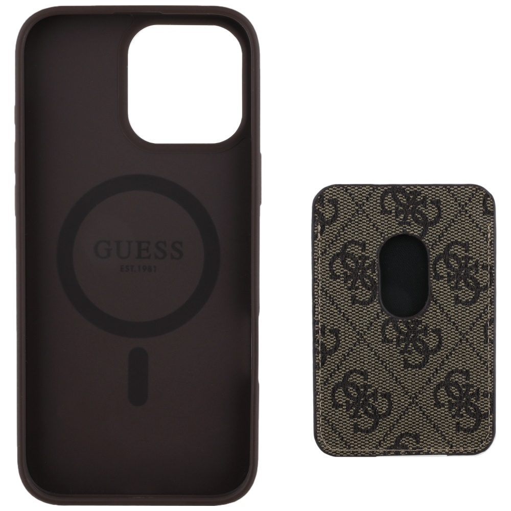 Guess 4G Stripes vāciņš ar MagSafe maku priekš iPhone 16 Pro Max, brūns | Case With Wallet Max Brown (2)