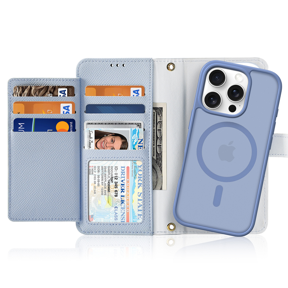Dux Ducis Lawa ādas maciņš ar noņemamu magnētisko maku iPhone 16 Pro Max - Zils | Leather Phone Case Cover With... (0)