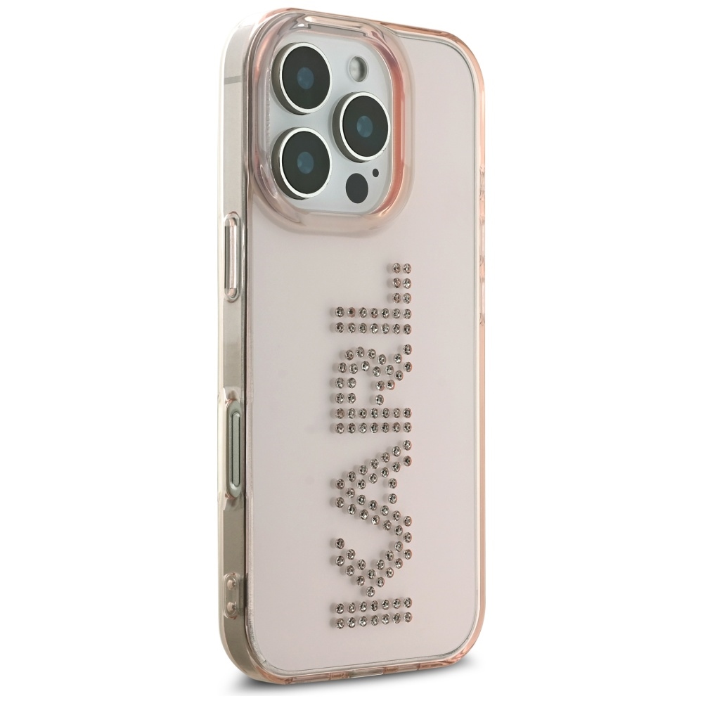 Karl Lagerfeld IML Rhinestones Logo iPhone 16 Pro Max vāciņš - rozā | Case Pink (2)
