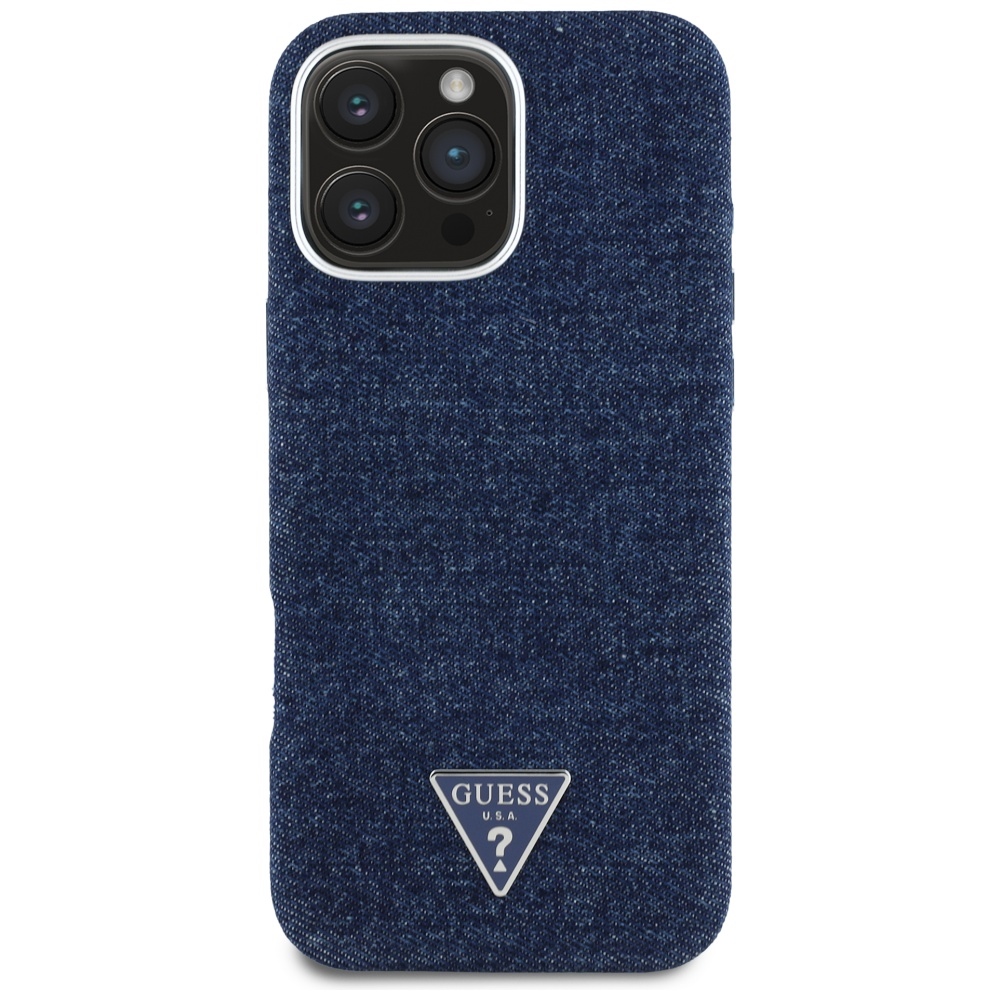 Guess Denim Triangle Logo MagSafe iPhone 16 Pro Max vāciņš - zils | Case Blue (1)