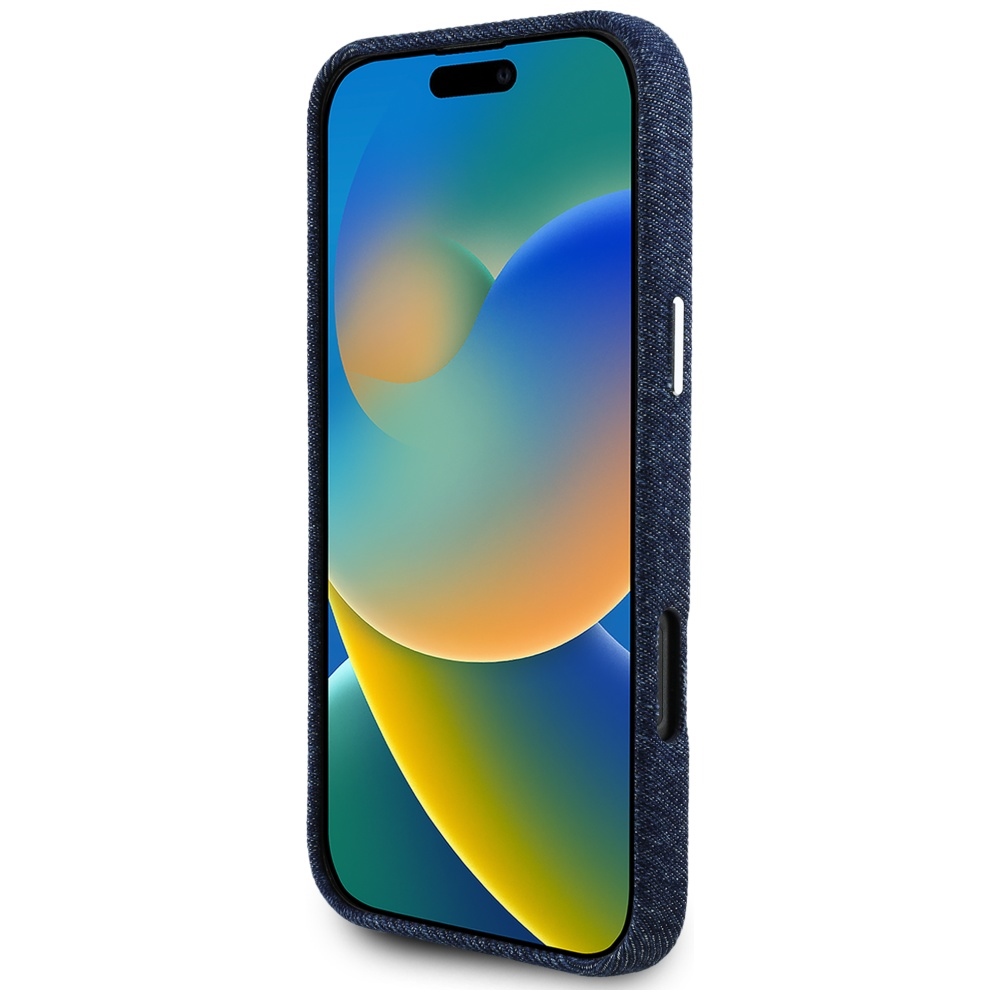 Guess Denim Triangle Logo MagSafe iPhone 16 Pro Max vāciņš - zils | Case Blue (3)