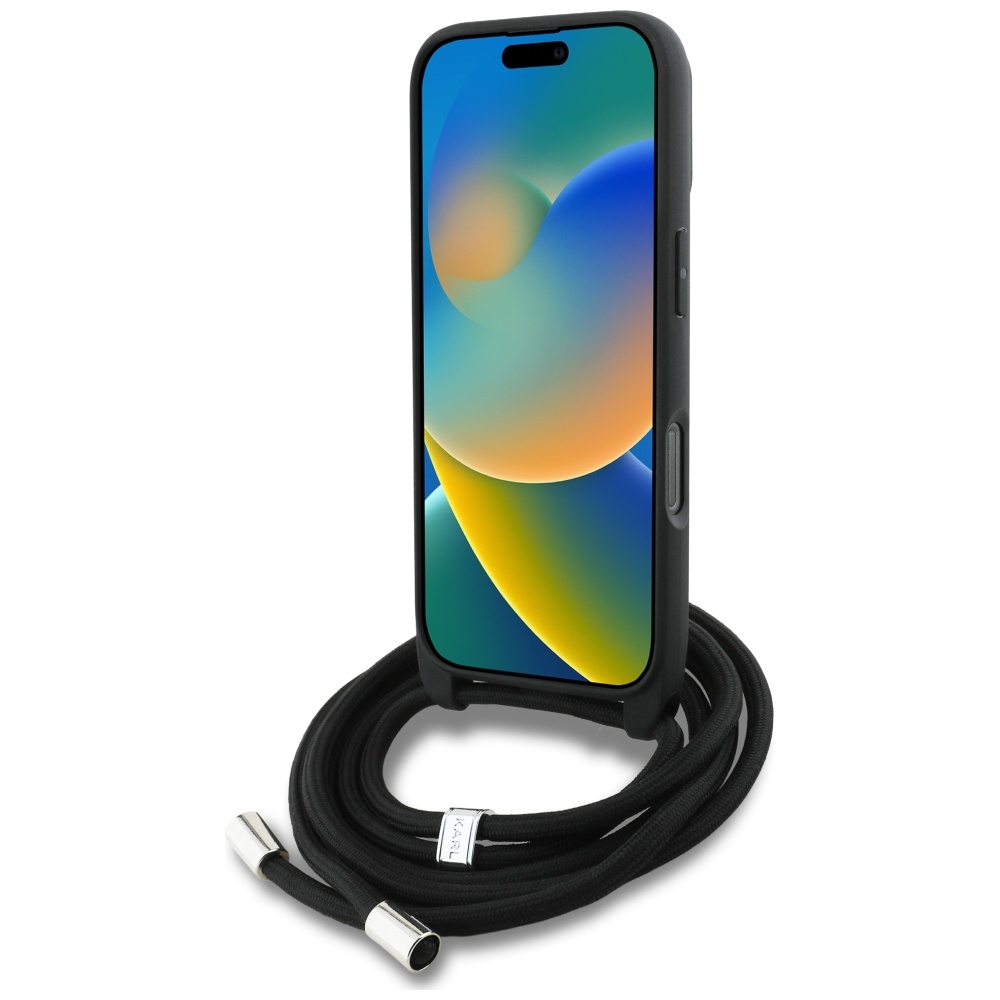 Karl Lagerfeld Crossbody Grained Pattern & Logo vāciņš iPhone 16 Pro Max - Pelēks | Phone Case Cover Gray (2)