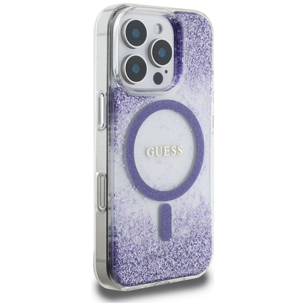 Guess HC Resin Bottom Glitter MagSafe maciņš iPhone 16 Pro Max telefonam – violets | Phone Case Cover (2)