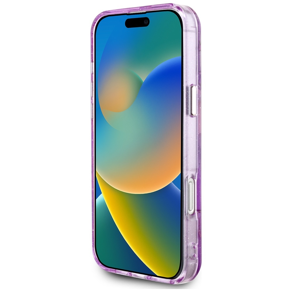 Guess Glitter Flowers Triangle Buttons MagSafe vāciņš ar MagSafe iPhone 16 Pro Max, violets | Phone Case Cover (3)