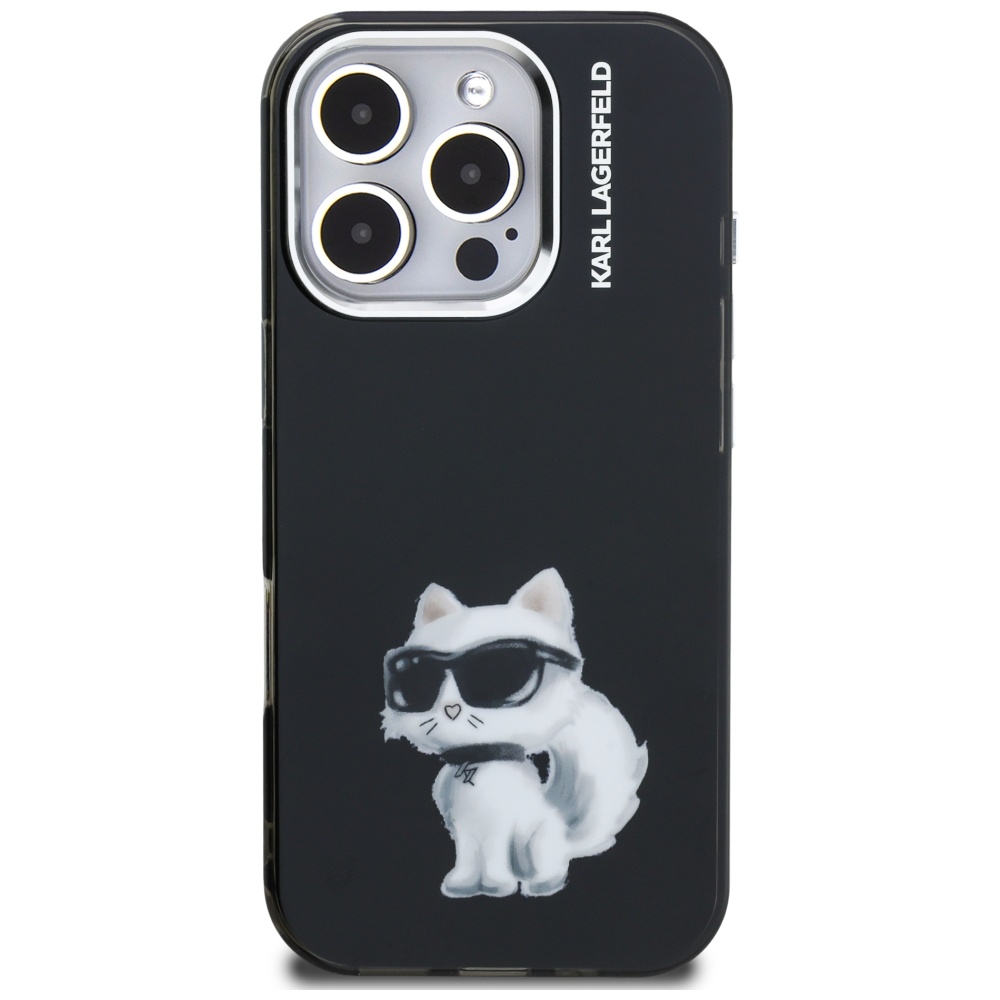 Karl Lagerfeld IML Aquarelle Choupette & Logo vāciņš iPhone 16 Pro Max telefonam – melns | Phone Case Cover (1)