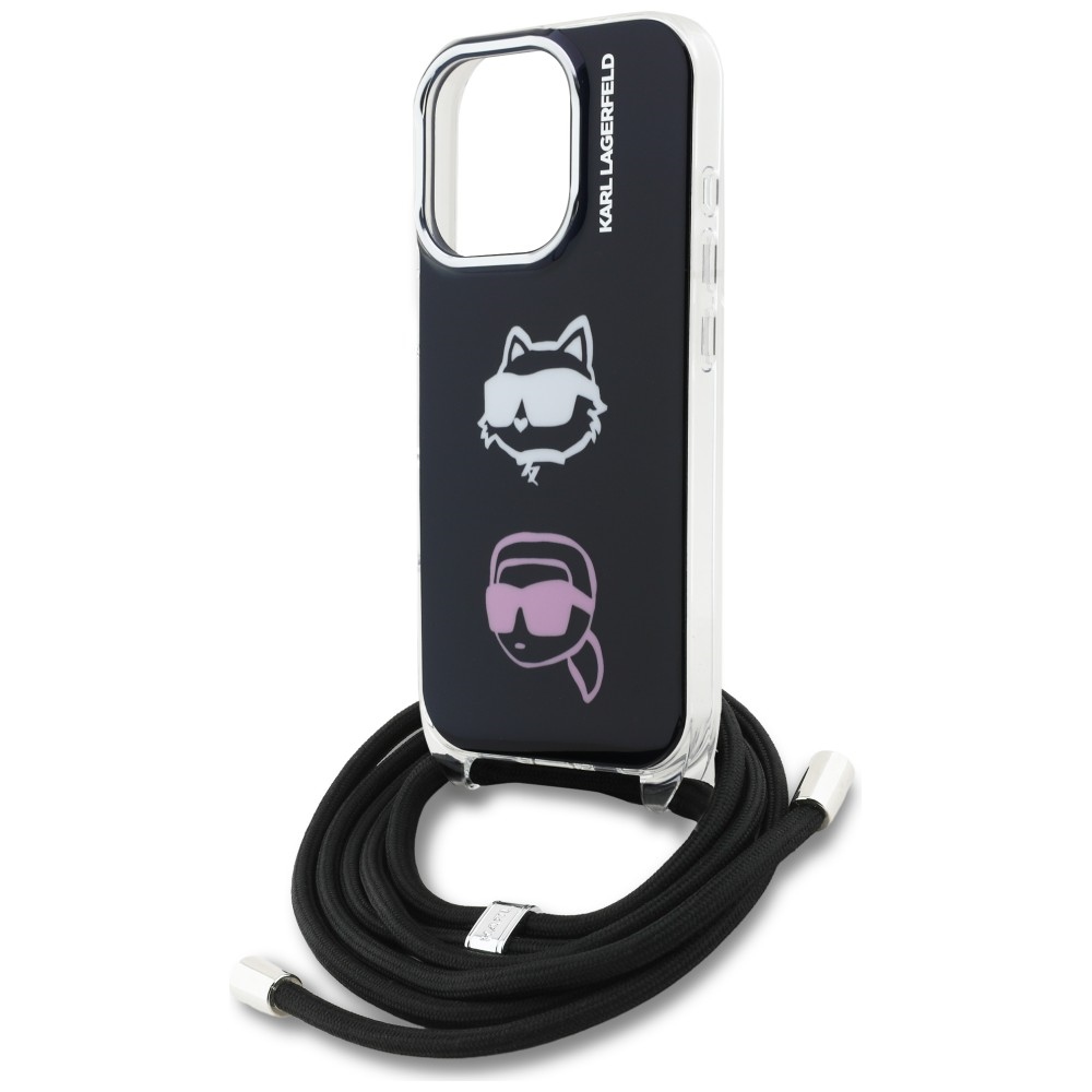 Karl Lagerfeld IML Crossbody Karl&Choupette Head maciņš iPhone 16 Pro Max – melns | Phone Case Cover (3)