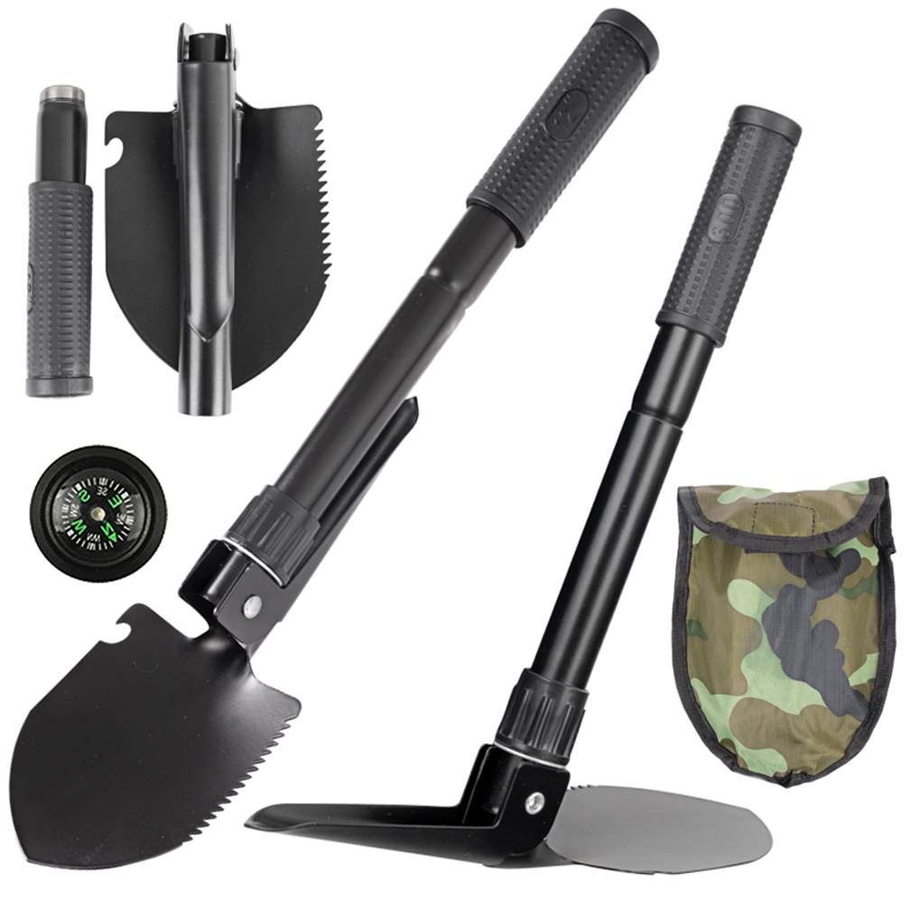 Multifunkcionāla Saliekama Izdzīvošanas Sapiera Lāpsta Nazis Skruvgriezis 6in1 | Multifunctional Folding Sapper Shovel 6in1 Survival Knife Screwdriver Glass Breaker