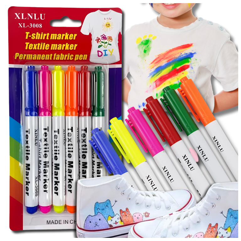 Flomāsteri Marķieri Audumam Apģērbiem, 6 krāsu komplekts | Textile Markers