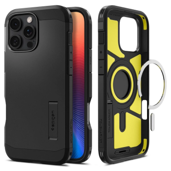 Apple iPhone 16 Pro 6.3'' Spigen Tough Armor MagSafe Case Cover, Black | Telefona Vāciņš Maciņš Maks Apvalks...