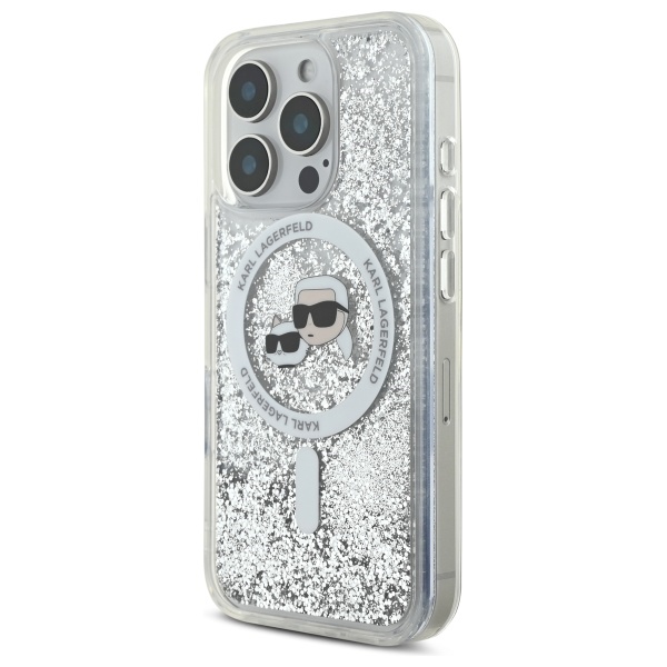 Apple iPhone 16 Pro 6.3'' Karl Lagerfeld Liquid Glitter Karl & Choupette Head Magsafe Cover Case, Clear | Telefona... (0)