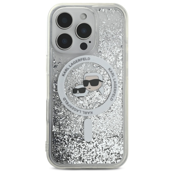 Apple iPhone 16 Pro 6.3'' Karl Lagerfeld Liquid Glitter Karl & Choupette Head Magsafe Cover Case, Clear | Telefona... (1)