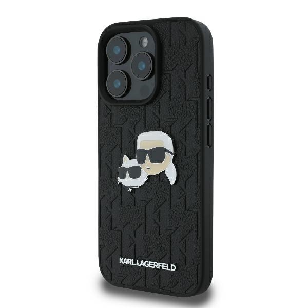 Apple iPhone 16 Pro 6.3'' Karl Lagerfeld Monogram Karl & Choupette Head Pin Cover Case, Black | Telefona Vāciņš... (0)