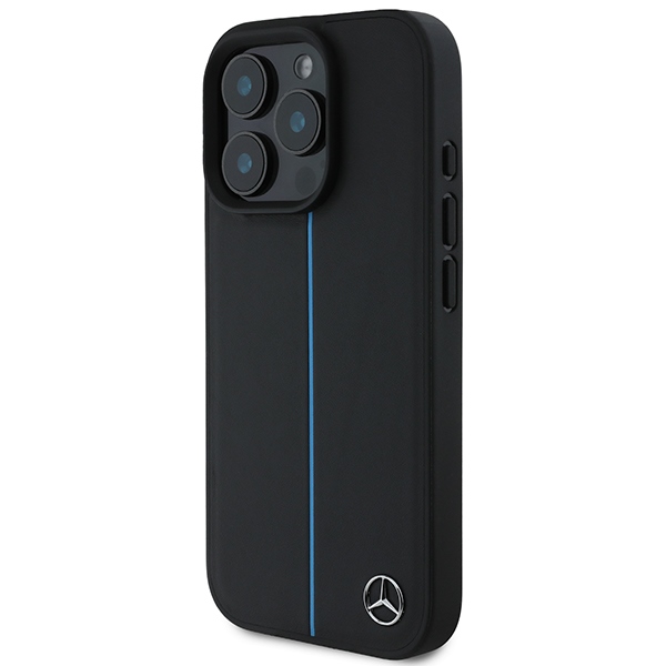 Mercedes MB Blue Line Ādas MagSafe iPhone 16 Pro futrālis - melns | Leather Case Black (0)