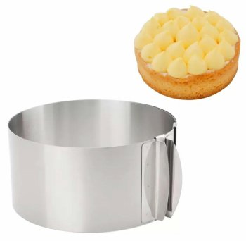 Kūkas veidne, apaļa tortes forma, regulējams konditorejas riņķis, 12 cm | Adjustable Cake Ring Baking Mold