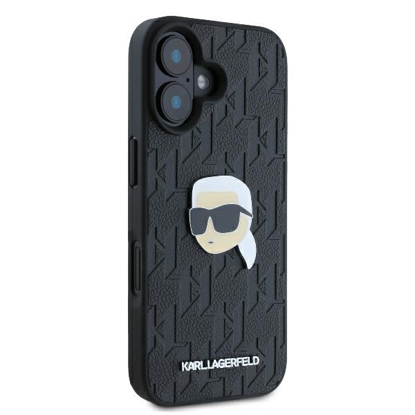 Apple iPhone 16 6.1" Karl Lagerfeld Monogram Karl Head Pin Case Cover, Black | Telefona Maciņš Vāks Apvalks Bampers (2)