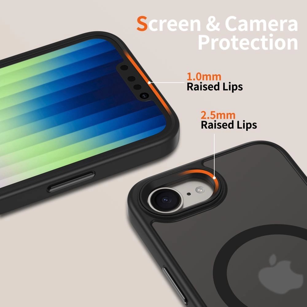 Apple iPhone 16e / SE (2025) 6.1'' Tech-Protect MagMat MagSafe Case Cover, Matte Black | Telefona Vāciņš Maciņš... (1)