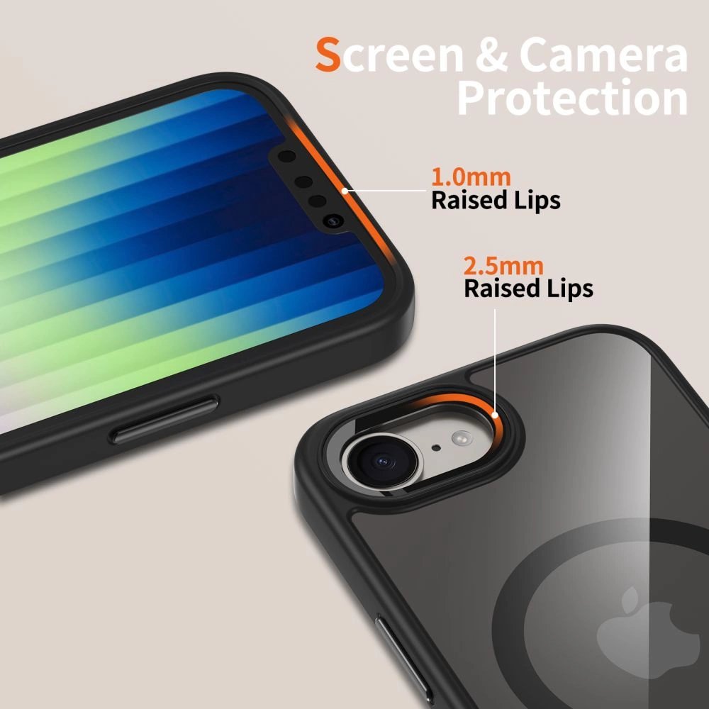 Apple iPhone 16e / 17e / SE (2025) 6.1'' Tech-Protect MagMat MagSafe Case Cover, Black Transparent | Telefona Vāciņš... (0)