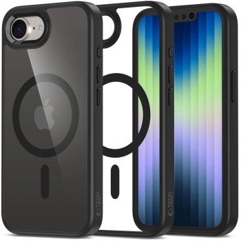 Apple iPhone 16e / 17e / SE (2025) 6.1'' Tech-Protect MagMat MagSafe Case Cover, Black Transparent | Telefona Vāciņš...