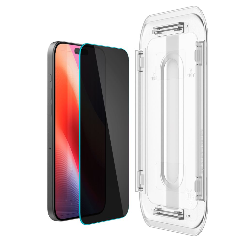 Spigen Glas.tR EZ Fit privātuma rūdītais stikls iPhone 16 Pro / 17 - 2 gab. | Privacy Tempered Glass Pcs. (1)