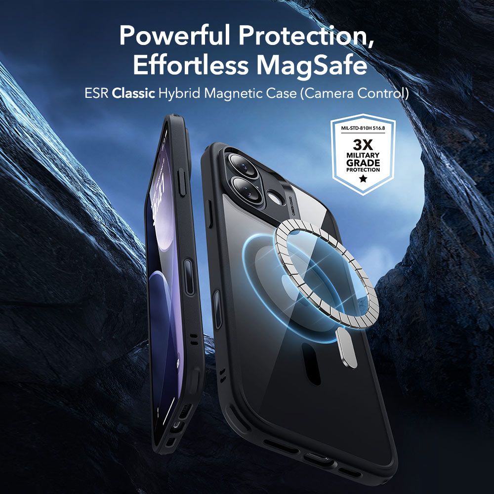 Apple iPhone 17 6.3'' ESR Classic Hybrid MagSafe Case Cover + Tempered Glass, Clear Black | Telefona Vāciņš Maciņš... (0)