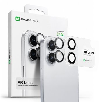 AmazingThing kameras stikls ar melnu alumīnija rāmi iPhone 17 | Lens Glass With Black Aluminum Frame