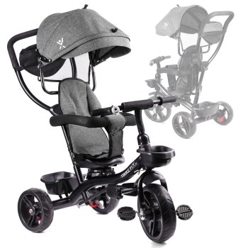 Bērnu Trīsriteņu Ratiņi Ritenis TRIKE FIX LITE, Pelēks | Kids Baby Bike Tricycle Stroller Buggy