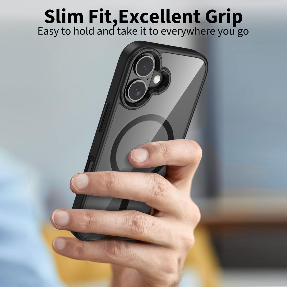 Tech-Protect MagMat MagSafe vāciņš iPhone 17 - caurspīdīgs melns | Phone Case Cover Clear Black (3)