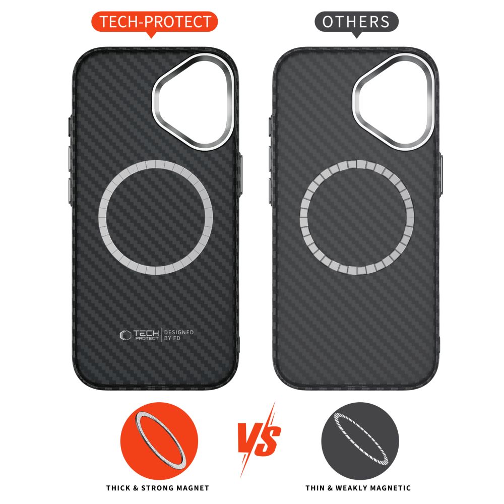 Tech-Protect Ion Carbon MagSafe vāciņš iPhone 17 - melns un sudraba | Phone Case Cover Black And Silver (3)